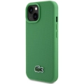 Apple iPhone 15 (6.1) Kılıf Lacoste Orjinal Lisanslı PU Pike Desenli Arka Yüzey İkonik Timsah Dokuma Logolu Kapak - Yeşil