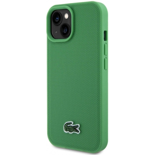 Apple iPhone 15 (6.1) Kılıf Lacoste Orjinal Lisanslı PU Pike Desenli Arka Yüzey İkonik Timsah Dokuma Logolu Kapak - Yeşil