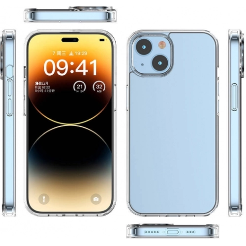 Apple iPhone 15 (6.1) Kılıf Lux Korumalı Kenarları Silikon Arkası Sert Coss Kapak - Şeffaf