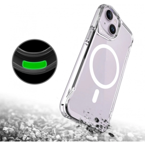 Apple iPhone 15 (6.1) Kılıf MagSafe Özellikli TPU Kenarları Esnek T-Max Kapak - Şeffaf