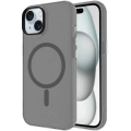 Apple iPhone 15 (6.1) Kılıf Magsafe Şarj Özellikli Buzlu Transparan C-Pro Sert Kapak - Koyu Gri