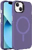 Apple iPhone 15 (6.1) Kılıf Magsafe Şarj Özellikli Buzlu Transparan C-Pro Sert Kapak - Koyu Mor