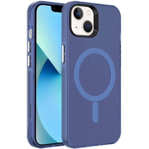 Apple iPhone 15 (6.1) Kılıf Magsafe Şarj Özellikli Buzlu Transparan C-Pro Sert Kapak - Lacivert