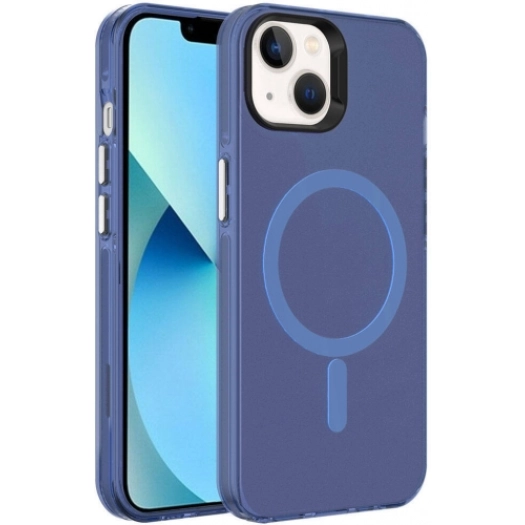 Apple iPhone 15 (6.1) Kılıf Magsafe Şarj Özellikli Buzlu Transparan C-Pro Sert Kapak - Lacivert