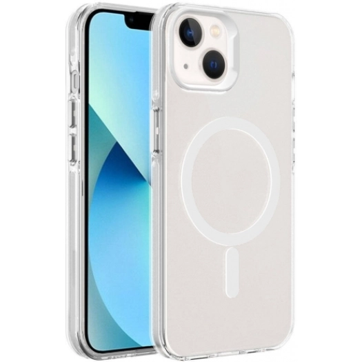Apple iPhone 15 (6.1) Kılıf Magsafe Şarj Özellikli Buzlu Transparan C-Pro Sert Kapak - Şeffaf