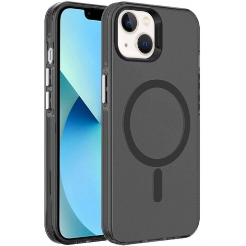 Apple iPhone 15 (6.1) Kılıf Magsafe Şarj Özellikli Buzlu Transparan C-Pro Sert Kapak - Siyah