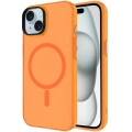 Apple iPhone 15 (6.1) Kılıf Magsafe Şarj Özellikli Buzlu Transparan C-Pro Sert Kapak - Turuncu