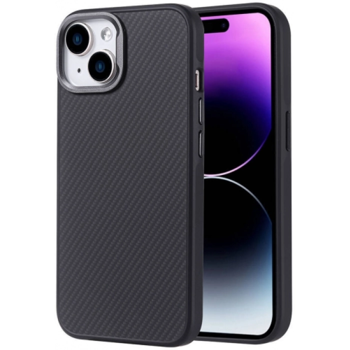 Apple iPhone 15 (6.1) Kılıf Magsafe Şarj Özellikli Karbon Fiber Görünümlü TPU Zore Troy Kapak - Siyah