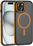 Apple iPhone 15 (6.1) Kılıf Magsafe Şarj Özellikli Mat Görünümlü Ant Kapak - Turuncu