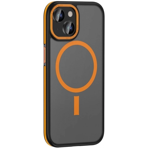 Apple iPhone 15 (6.1) Kılıf Magsafe Şarj Özellikli Mat Görünümlü Ant Kapak - Turuncu