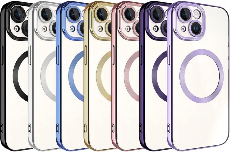 Apple iPhone 15 (6.1) Kılıf Magsafe Wireless Şarj Özellikli Zore Setro Silikon - Gold