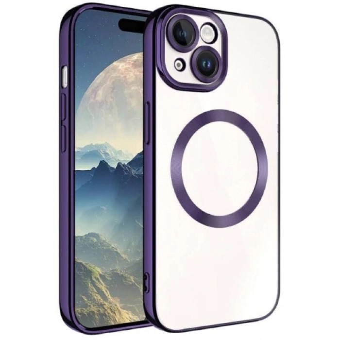 Apple iPhone 15 (6.1) Kılıf Magsafe Wireless Şarj Özellikli Zore Setro Silikon - Koyu Mor