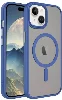 Apple iPhone 15 (6.1) Kılıf Mat Arka Yüzey Wireless Şarj Özellikli Zore Flet Magsafe Kapak - Mavi
