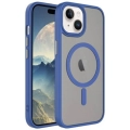 Apple iPhone 15 (6.1) Kılıf Mat Arka Yüzey Wireless Şarj Özellikli Flet Magsafe Kapak - Mavi