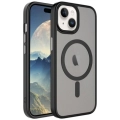 Apple iPhone 15 (6.1) Kılıf Mat Arka Yüzey Wireless Şarj Özellikli Flet Magsafe Kapak - Siyah