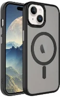 Apple iPhone 15 (6.1) Kılıf Mat Arka Yüzey Wireless Şarj Özellikli Zore Flet Magsafe Kapak - Siyah