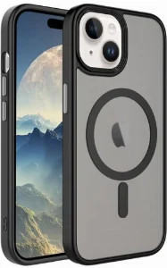 Apple iPhone 15 (6.1) Kılıf Mat Arka Yüzey Wireless Şarj Özellikli Zore Flet Magsafe Kapak - Siyah