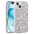 Apple iPhone 15 (6.1) Kılıf Parlak Taşlı Tasarım Zore Linea Kapak - Beyaz