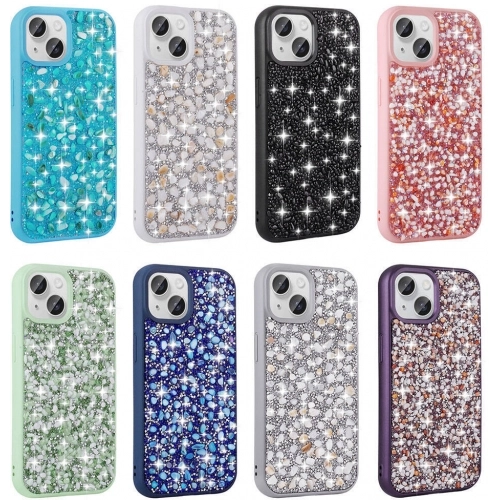 Apple iPhone 15 (6.1) Kılıf Parlak Taşlı Tasarım Zore Linea Kapak - Koyu Mor