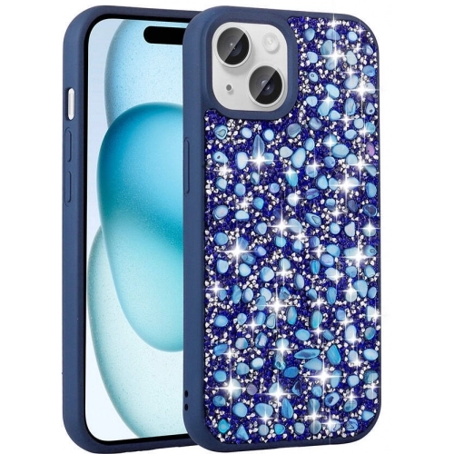 Apple iPhone 15 (6.1) Kılıf Parlak Taşlı Tasarım Zore Linea Kapak - Lacivert