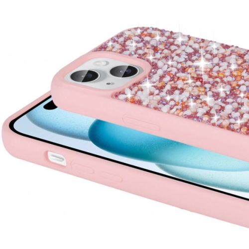 Apple iPhone 15 (6.1) Kılıf Parlak Taşlı Tasarım Zore Linea Kapak - Lacivert