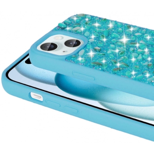 Apple iPhone 15 (6.1) Kılıf Parlak Taşlı Tasarım Zore Linea Kapak - Pembe