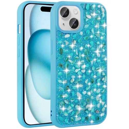 Apple iPhone 15 (6.1) Kılıf Parlak Taşlı Tasarım Zore Linea Kapak - Yeşil