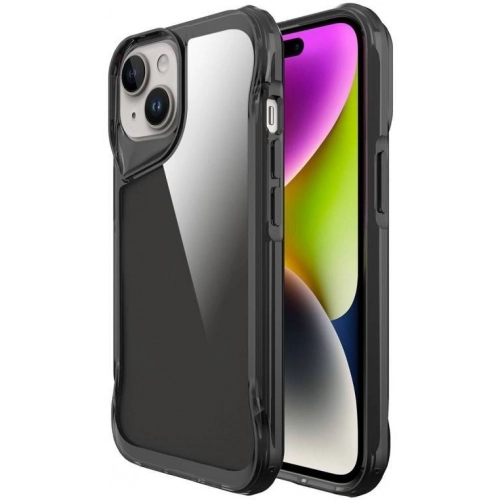 Apple iPhone 15 (6.1) Kılıf Şeffaf TPU Kenarları Esnek Crystal T-Max Kapak - Siyah