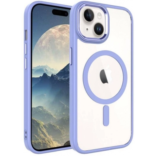 Apple iPhone 15 (6.1) Kılıf Wireless Şarj Özellikli Zore Krom Magsafe Silikon Kapak - Lila