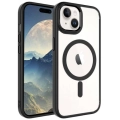 Apple iPhone 15 (6.1) Kılıf Wireless Şarj Özellikli Zore Krom Magsafe Silikon Kapak - Siyah