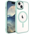 Apple iPhone 15 (6.1) Kılıf Wireless Şarj Özellikli Zore Krom Magsafe Silikon Kapak - Yeşil