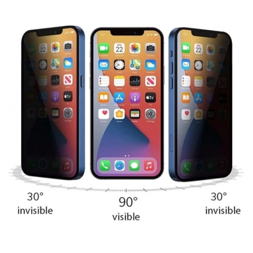 Apple iPhone 15 (6.1) Kırılmaz Cam 5D Ekran Koruyucu Karartmalı Hayalet Cam Privacy Tam Kapatan - Siyah