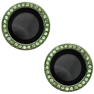 Apple iPhone 15 (6.1) Lens Kamera Koruyucu Taşlı Parmak İzi Bırakmaz CL-06 - Açık Yeşil