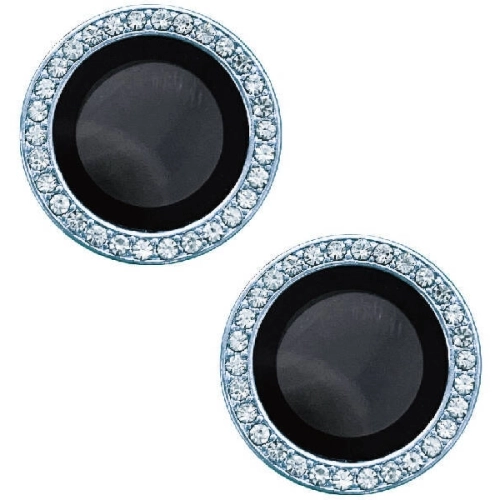 Apple iPhone 15 (6.1) Lens Kamera Koruyucu Taşlı Parmak İzi Bırakmaz CL-06 - Mavi Açık