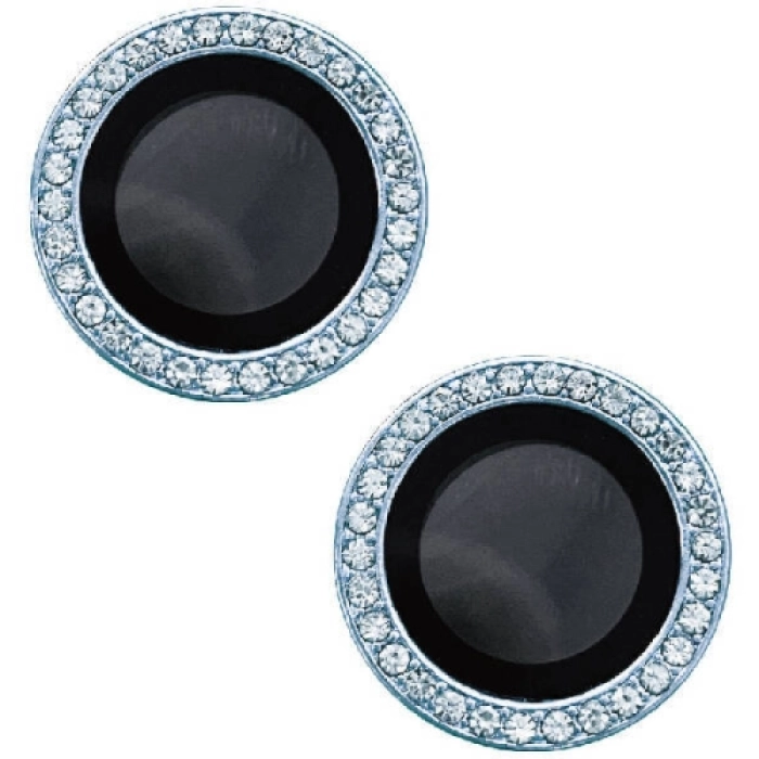 Apple iPhone 15 (6.1) Lens Kamera Koruyucu Taşlı Parmak İzi Bırakmaz CL-06 - Mavi Açık