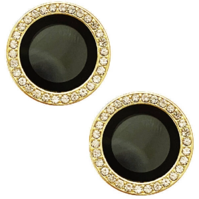 Apple iPhone 15 (6.1) Lens Kamera Koruyucu Taşlı Parmak İzi Bırakmaz CL-06 - Sarı