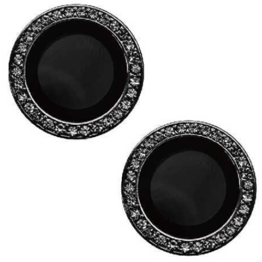 Apple iPhone 15 (6.1) Lens Kamera Koruyucu Taşlı Parmak İzi Bırakmaz CL-06 - Siyah