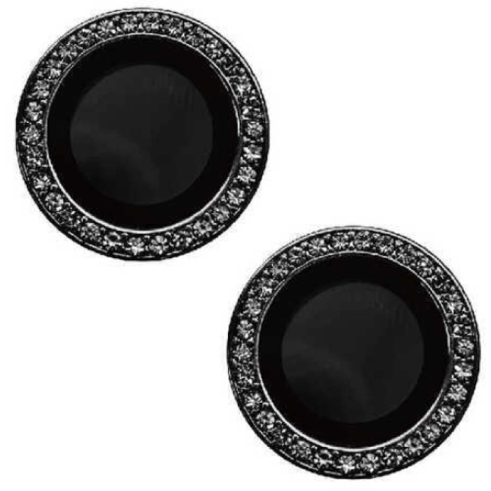 Apple iPhone 15 (6.1) Lens Kamera Koruyucu Taşlı Parmak İzi Bırakmaz CL-06 - Siyah