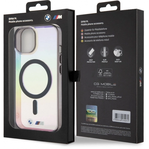 Apple iPhone 15 Kılıf BMW Magsafe Şarj Özellikli Transparan Renk Geçişli Iridescent Orjinal Lisanslı Kapak - Karışık