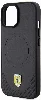 Apple iPhone 15 (6.1) Kılıf Ferrari Orjinal Lisanslı Magsafe Şarj Özellikli Metal Logolu PU Karbon Kapak - Siyah