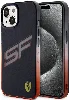 Apple iPhone 15 (6.1) Kılıf Ferrari Orjinal Lisanslı Transparan SF Yazılı Kenarları Renk Geçişli Kapak - Siyah