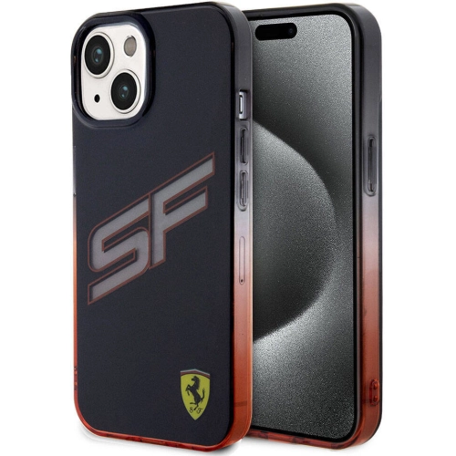 Apple iPhone 15 (6.1) Kılıf Ferrari Orjinal Lisanslı Transparan SF Yazılı Kenarları Renk Geçişli Kapak - Siyah