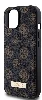 Apple iPhone 15 (6.1) Kılıf Guess Magsafe Şarj Özellikli PU Deri Desenli Metal Plaka Logolu Kapak - Siyah