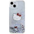 Apple iPhone 15 Kılıf Hello Kitty Orjinal Lisanslı İkonik Sıvılı Glitter Kapak - Şeffaf