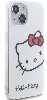 Apple iPhone 15 (6.1) Kılıf Hello Kitty Orjinal Lisanslı Yazı ve İkonik Logolu Kitty Head Kapak - Beyaz
