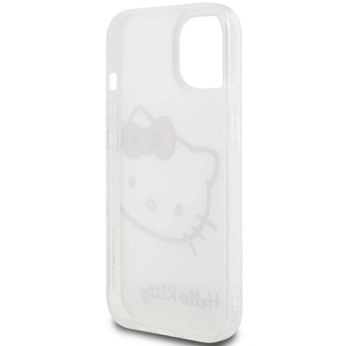 Apple iPhone 15 (6.1) Kılıf Hello Kitty Orjinal Lisanslı Yazı ve İkonik Logolu Kitty Head Kapak - Beyaz