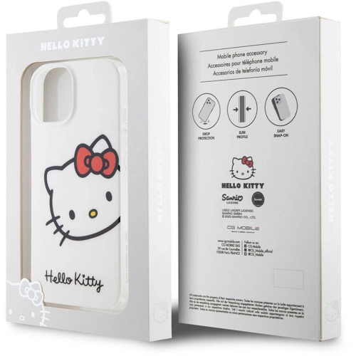 Apple iPhone 15 (6.1) Kılıf Hello Kitty Orjinal Lisanslı Yazı ve İkonik Logolu Kitty Head Kapak - Pembe