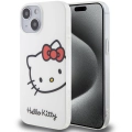 Apple iPhone 15 (6.1) Kılıf Hello Kitty Orjinal Lisanslı Yazı ve İkonik Logolu Kitty Head Kapak - Beyaz