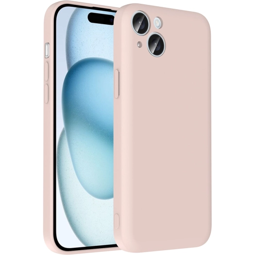 Apple iPhone 15 (6.1) Kılıf İçi Kadife Dokulu Kartlık Hazneli Mat Vitra Silikon Kapak - Pembe