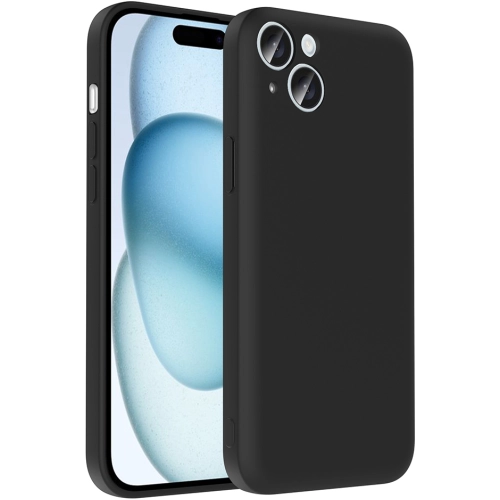 Apple iPhone 15 (6.1) Kılıf İçi Kadife Dokulu Kartlık Hazneli Mat Vitra Silikon Kapak - Siyah